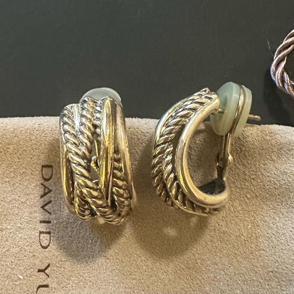 David Yurman crossover earrings, sterling silver and 18k gold, vintage - Picture 1 of 11